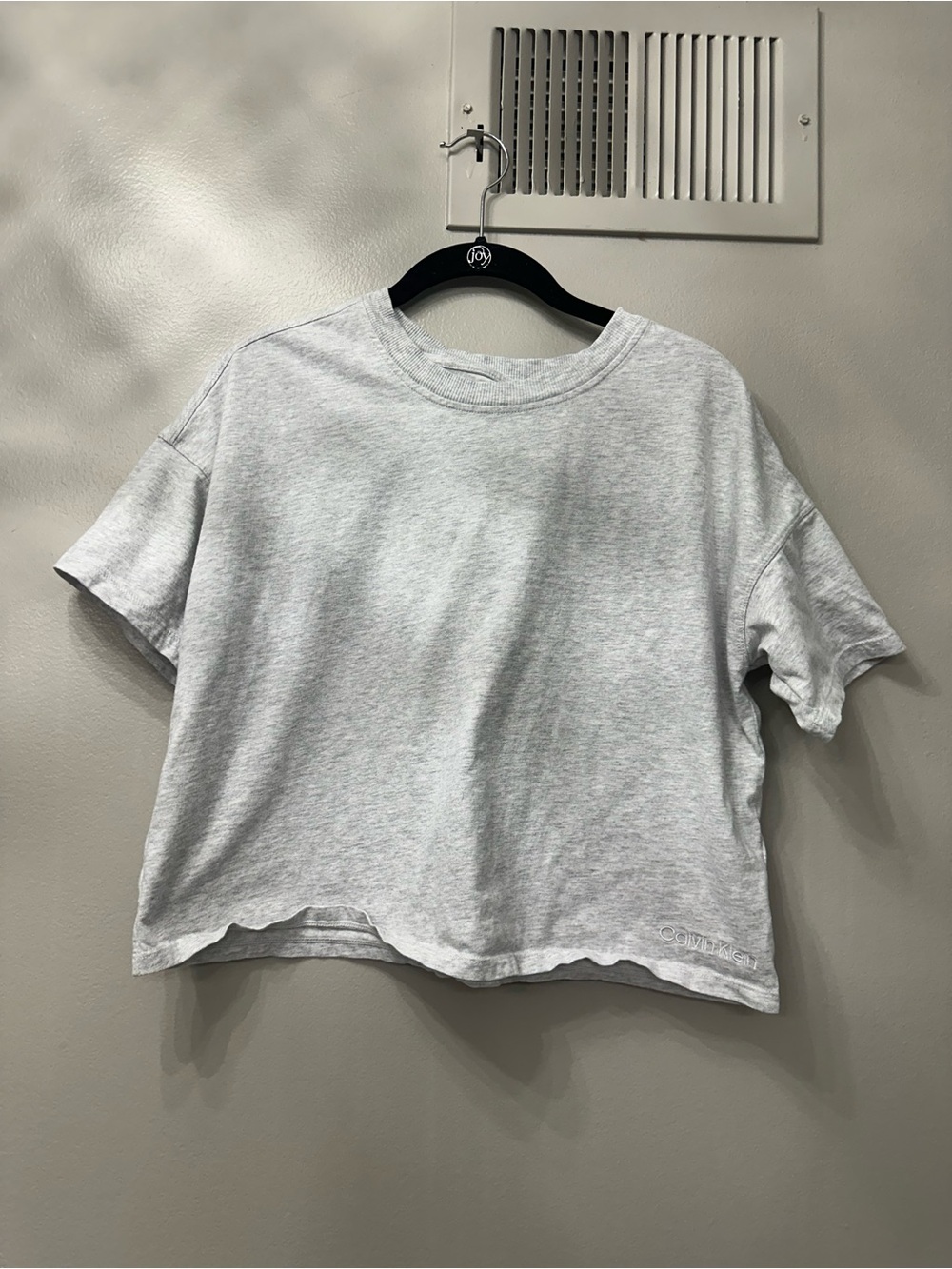 Calvin Klein Light Gray Cropped Short Sleeve Tee